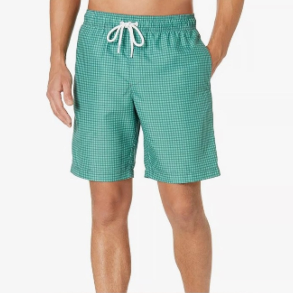 Green Patterned Swim Shorts
